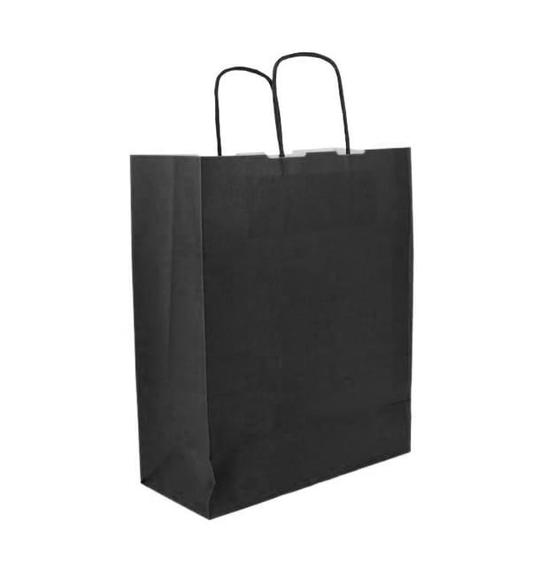 Bolsa Papel Kraft Negra con Asas 100g/m² 25+11x31cm (25 Uds) Bolsa Papel Kraft Negra con Asas 100g/m² 25+11x31cm (25 Uds)