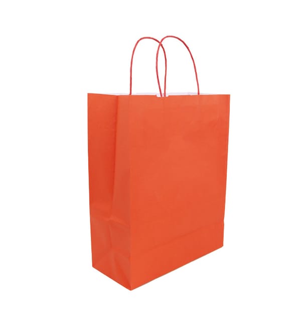 Bolsa Papel Roja con Asas 100g/m² 25+11x31cm (25 Uds)