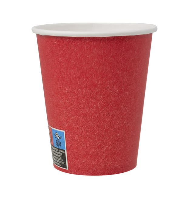 Vaso Cartón Plastic Free 9 Oz/250ml "Colores" Rojo Ø8,0cm (300 Uds) Vaso Cartón Plastic Free 9 Oz/250ml "Colores" Rojo Ø8,0cm (300 Uds)