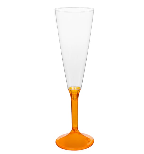 Copa Plástico Cava Pie Naranja Transp. 160ml 2P (200 Uds)