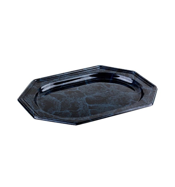 Bandeja Reutilizable rPET Octogonal Marmol 36x24cm (50 Uds)