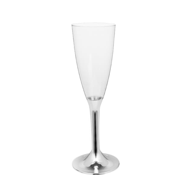 Copa Plástico Cava Pie Plata Cromado 120ml 2P (20 Uds) Copa Plástico Cava Pie Plata Cromado 120ml 2P (20 Uds)