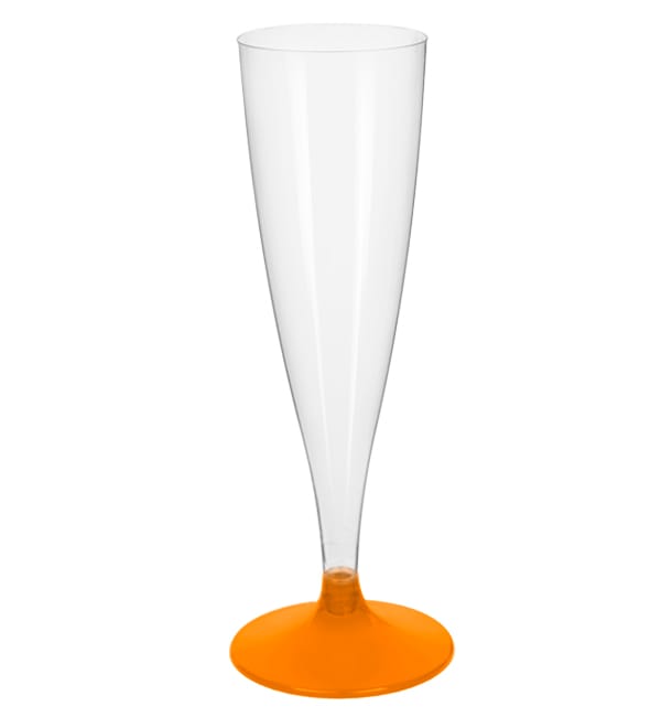 Copa Plástico Cava Pie Naranja Transp. 140ml 2P (20 Uds)