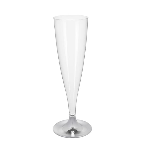 Copa Plástico Cava Pie Plata Cromado 140ml 2P (20 Uds) Copa Plástico Cava Pie Plata Cromado 140ml 2P (20 Uds)