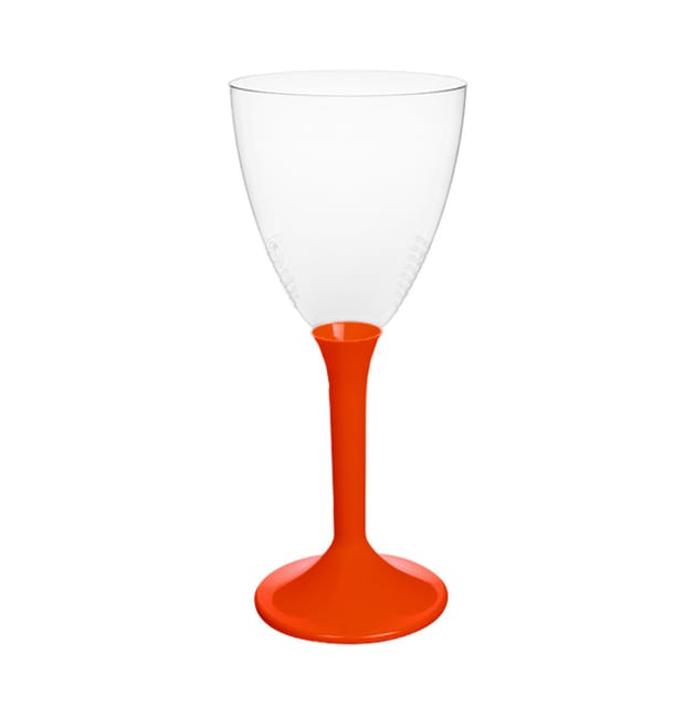 Copa Plástico Vino Pie Rojo 180ml 2P (200 Uds)