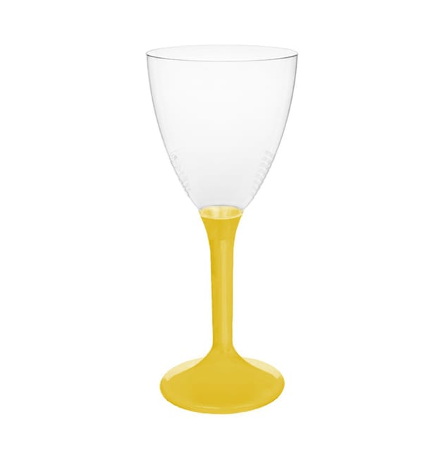 Copa Plástico Vino Pie Amarillo 180ml 2P (20 Uds) Copa Plástico Vino Pie Amarillo 180ml 2P (20 Uds)