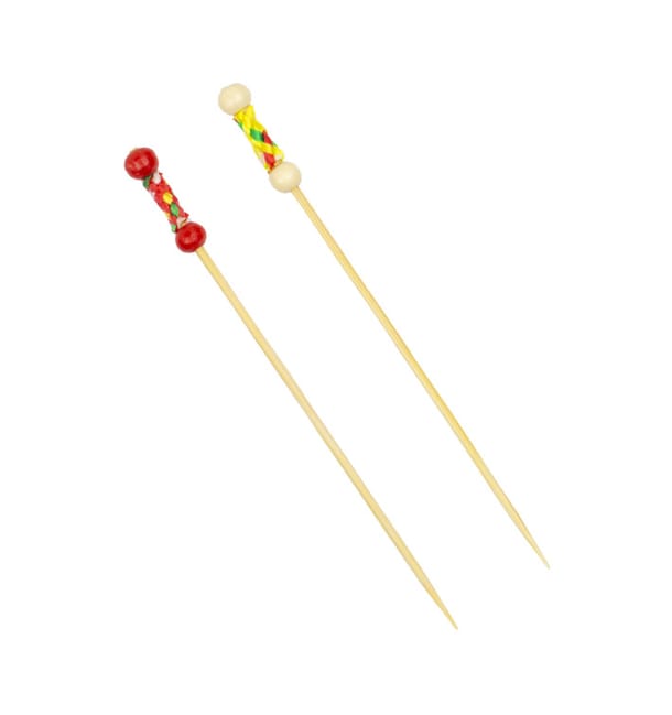 Pinchos de Bambú Decorados en Amarillo 120 mm (100 Uds) Pinchos de Bambú Decorados en Amarillo 120 mm (100 Uds)