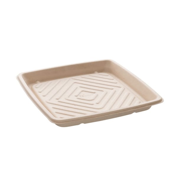 Bandeja Caña de Azúcar Cuadrada Natural 27x27cm (5 Uds) Bandeja Caña de Azúcar Cuadrada Natural 27x27cm (5 Uds)