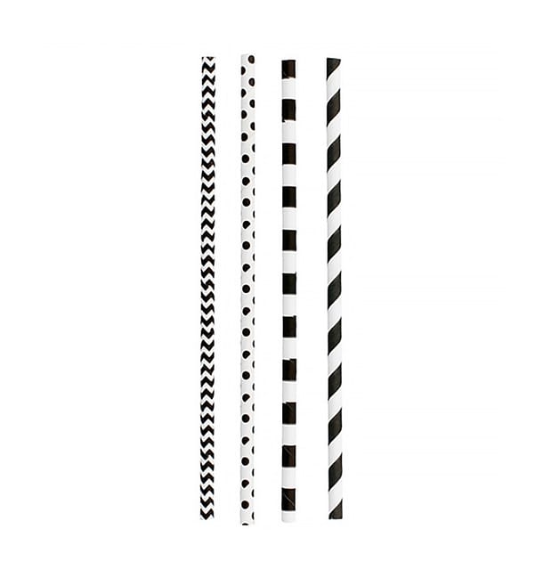 Pajita Recta de Papel Negro Ø6mm 20cm (200 Uds) Pajita Recta de Papel Negro Ø6mm 20cm (200 Uds)
