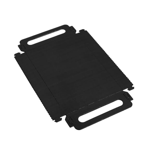 Bandeja Cartón Rectangular Negra Asas 12x19 cm (100 Uds) Bandeja Cartón Rectangular Negra Asas 12x19 cm (100 Uds)