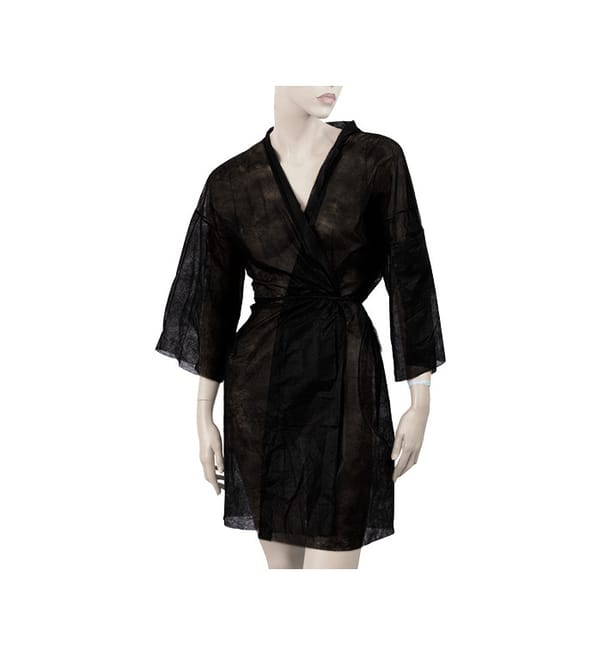Bata Kimono en TST PP Con Cintas y Bolsillo Negro XL (100 Uds) Bata Kimono en TST PP Con Cintas y Bolsillo Negro XL (100 Uds)