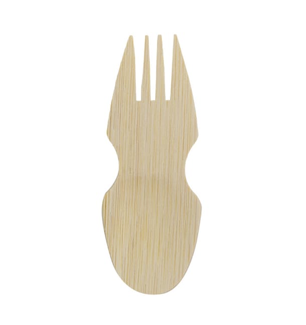 Tenedor Spork Bambú Degustación 9cm (20 Uds) Tenedor Spork Bambú Degustación 9cm (20 Uds)