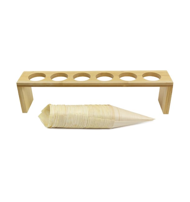 Soporte de Bambú para Conos 33,5x6x8cm (1 Ud) Soporte de Bambú para Conos 33,5x6x8cm (1 Ud)