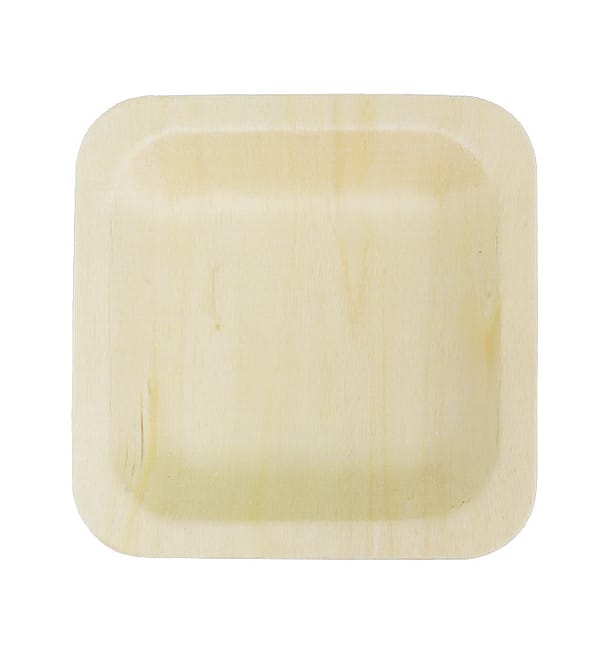 Plato de Madera Cuadrado 11,5x11,5cm (25 Uds) Plato de Madera Cuadrado 11,5x11,5cm (25 Uds)