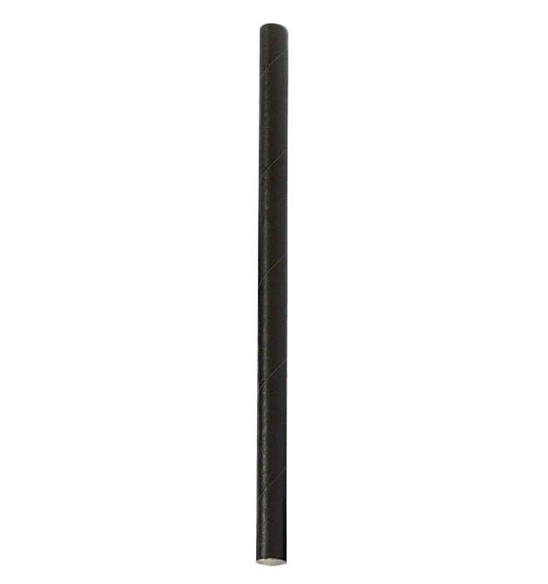 Pajita Recta de Papel Negra Ø8mm 14cm (6.000 Uds)