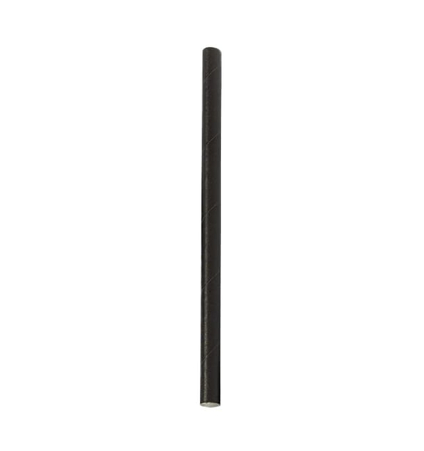 Pajita Recta de Papel Negra Ø8mm 14cm (100 Uds)