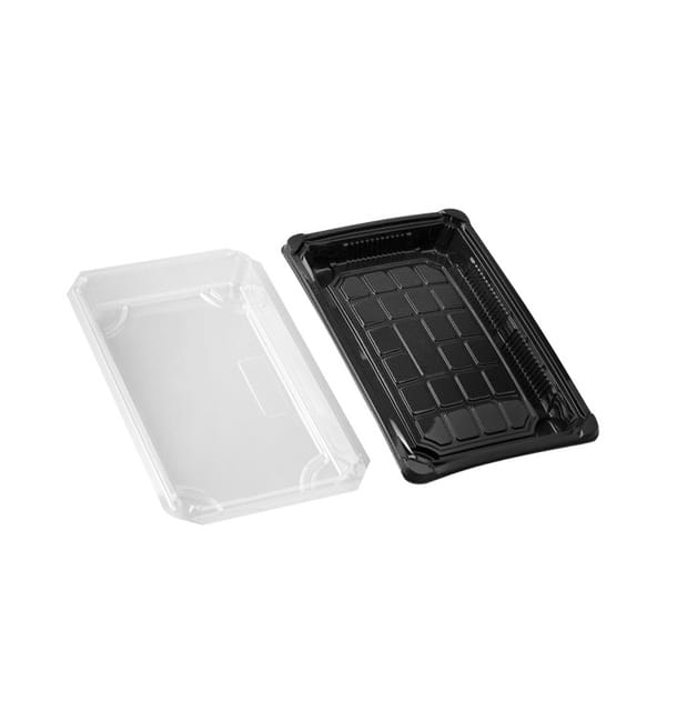 Envase con Tapa Sushi PLA Negro 15,0x23,0 cm (100 Uds) Envase con Tapa Sushi PLA Negro 15,0x23,0 cm (100 Uds)