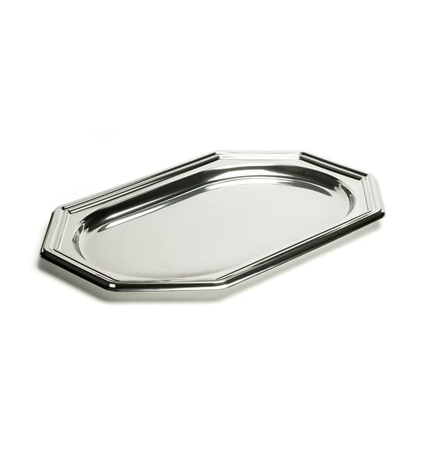 Bandeja Reutilizable rPET Octogonal Plata 27x19cm (5 Uds) Bandeja Reutilizable rPET Octogonal Plata 27x19cm (5 Uds)