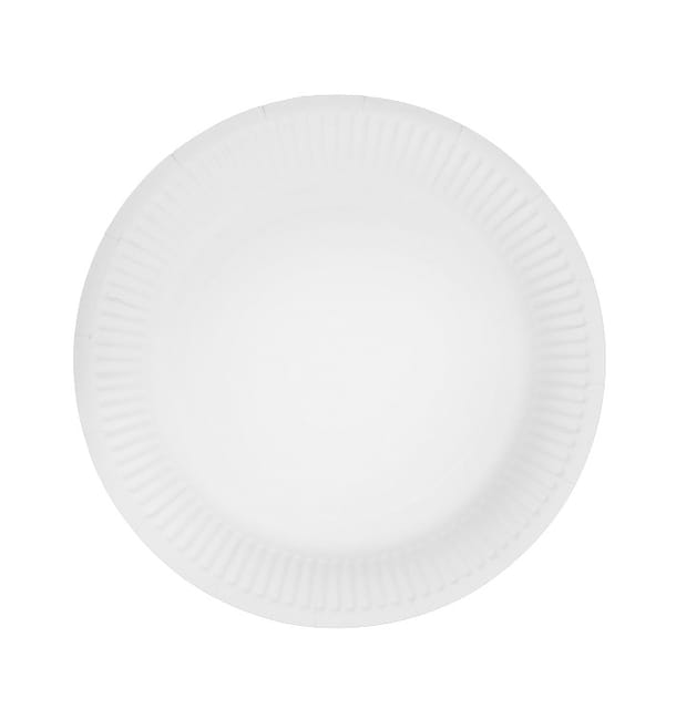 Plato de Cartón Redondo “Radial” Blanco Ø18cm 200gr/m² (650 Uds) Plato de Cartón Redondo “Radial” Blanco Ø18cm 200gr/m² (650 Uds)
