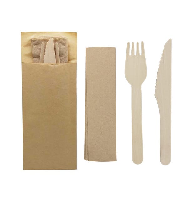 Set Cubiertos Madera Tenedor, Cuchillo y Servilleta (1.200 Uds) Set Cubiertos Madera Tenedor, Cuchillo y Servilleta (1.200 Uds)