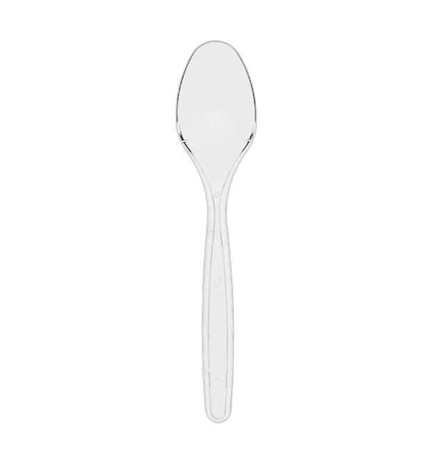 Cuchara de Plástico PS Reutilizable Transparente 18cm (50 Uds) Cuchara de Plástico PS Reutilizable Transparente 18cm (50 Uds)