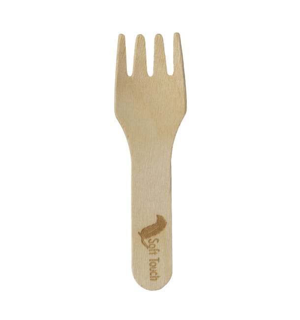 Mini Tenedor de Madera “Soft” 7,5cm (100 Uds) Mini Tenedor de Madera “Soft” 7,5cm (100 Uds)