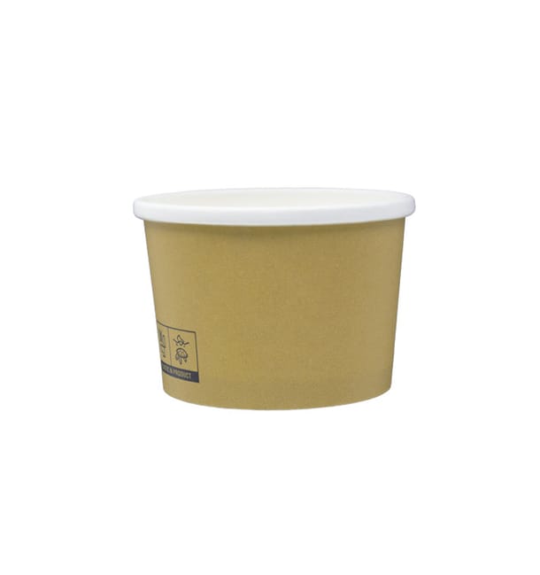 Tarrina de Cartón Kraft con Borde Blanco 250ml Ø9,0cm (25 Uds) Tarrina de Cartón Kraft con Borde Blanco 250ml Ø9,0cm (25 Uds)