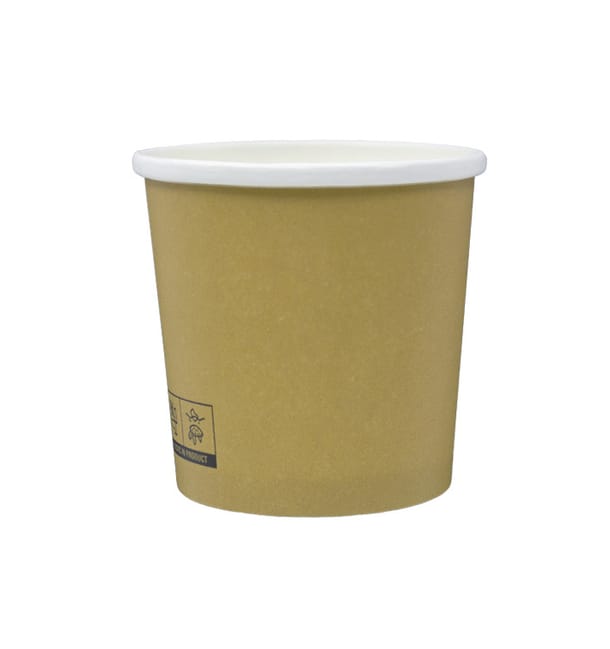 Tarrina de Cartón Kraft con Borde Blanco 350ml Ø9,0cm (25 Uds) Tarrina de Cartón Kraft con Borde Blanco 350ml Ø9,0cm (25 Uds)