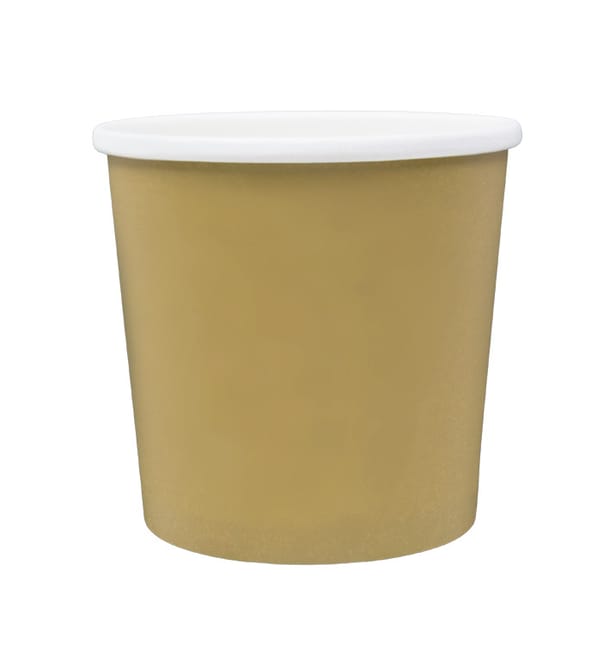 Tarrina de Cartón Kraft con Borde Blanco 750ml Ø11,9cm (25 Uds) Tarrina de Cartón Kraft con Borde Blanco 750ml Ø11,9cm (25 Uds)