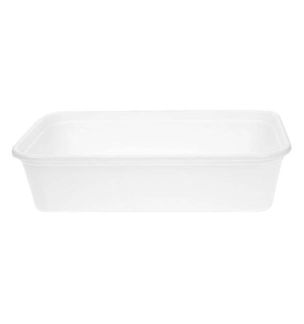 Tarrina Rectangular PP Blanca con Tapa 500ml 17,3x11,9cm (50 Uds) Tarrina Rectangular PP Blanca con Tapa 500ml 17,3x11,9cm (50 Uds)