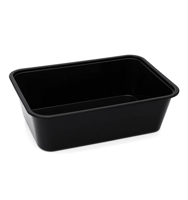 Tarrina Rectangular PP Negra con Tapa 750ml 17,3x11,9cm (500 Uds) Tarrina Rectangular PP Negra con Tapa 750ml 17,3x11,9cm (500 Uds)