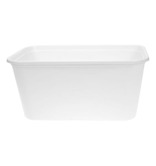 Tarrina Rectangular PP Blanca con Tapa 1.000ml 17,3x11,9cm (50 Uds) Tarrina Rectangular PP Blanca con Tapa 1.000ml 17,3x11,9cm (50 Uds)
