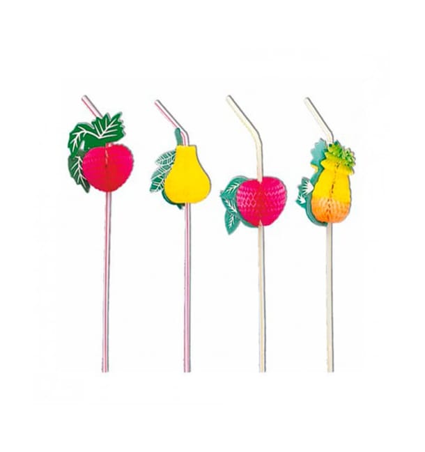 Pajita Flexible con Frutas Ø5mm 23cm Pajita Flexible con Frutas Ø5mm 23cm