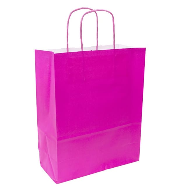 Bolsa Papel Fucsia con Asas 90g/m² 28+10x22 cm (25 Uds) Bolsa Papel Fucsia con Asas 90g/m² 28+10x22 cm (25 Uds)