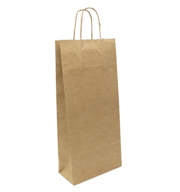 Bolsa Papel Kraft para Botellas Asas 18+8x39cm (250 Uds) Bolsa Papel Kraft para Botellas Asas 18+8x39cm (250 Uds)