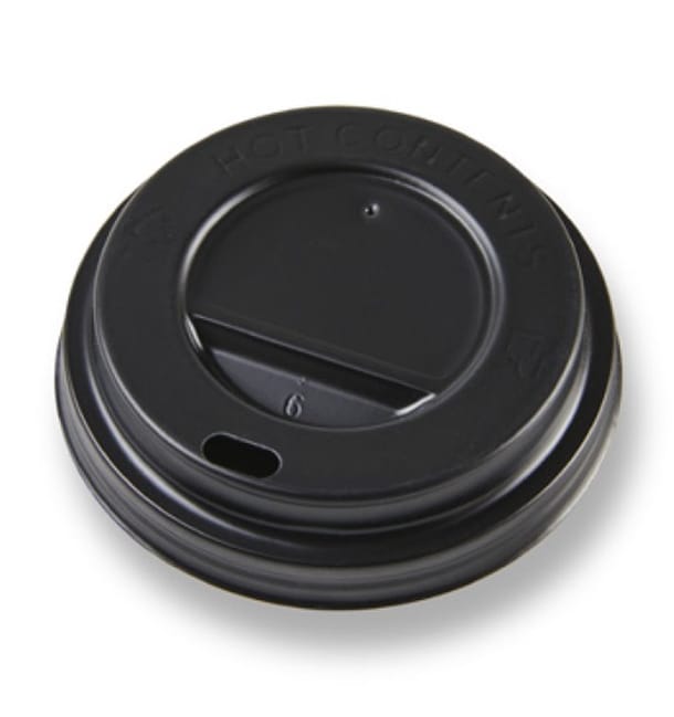 Tapa Travel con Agujero PS para Vaso Cartón Negra Ø6,2cm (100 Uds) Tapa Travel con Agujero PS para Vaso Cartón Negra Ø6,2cm (100 Uds)
