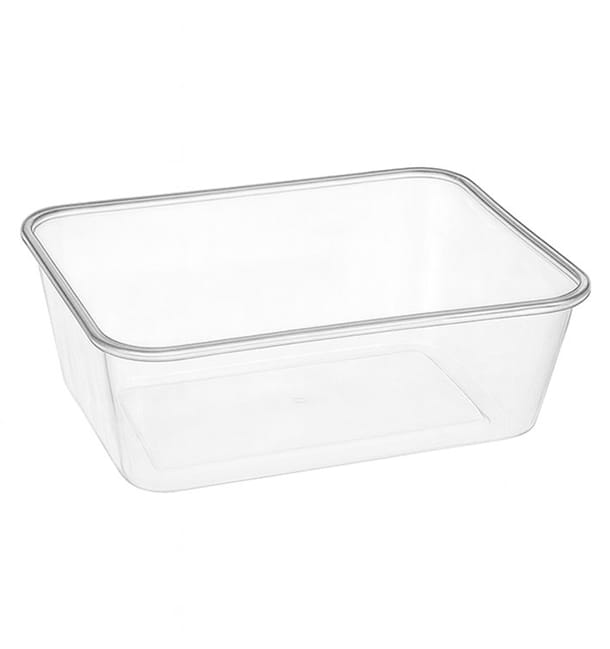 Envase Rectangular Plástico PP Transparente 750ml 17,4x11,6x5,5cm (25 Uds)