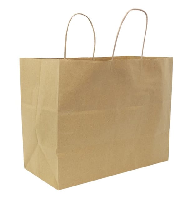 Bolsa Papel Kraft con Asa Plana 80g/m² 32+16x27,5cm (300 Uds)