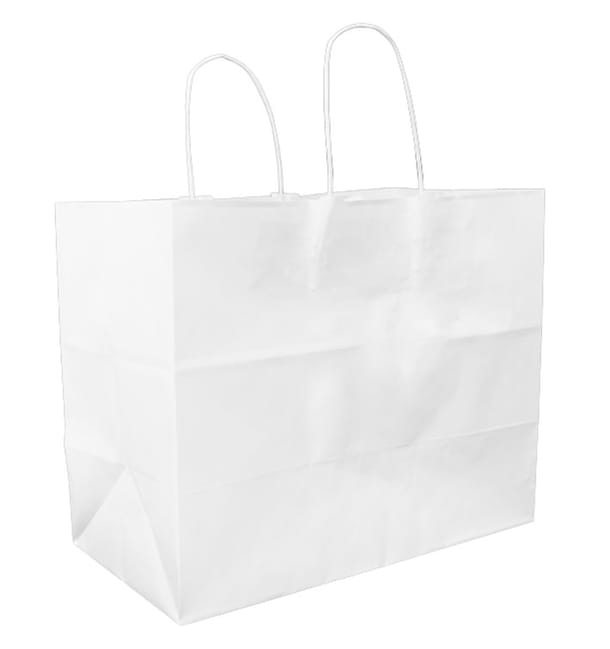 Bolsa Papel Blanca con Asa Plana 80g/m² 32+16x27cm (25 Uds)