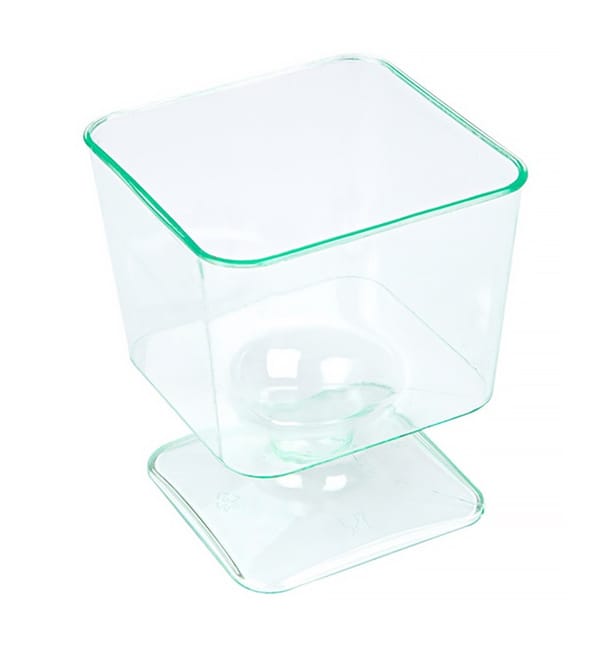 Copa de Plastico Cuadrada Verde Transp. con Pie 60 ml Copa de Plastico Cuadrada Verde Transp. con Pie 60 ml