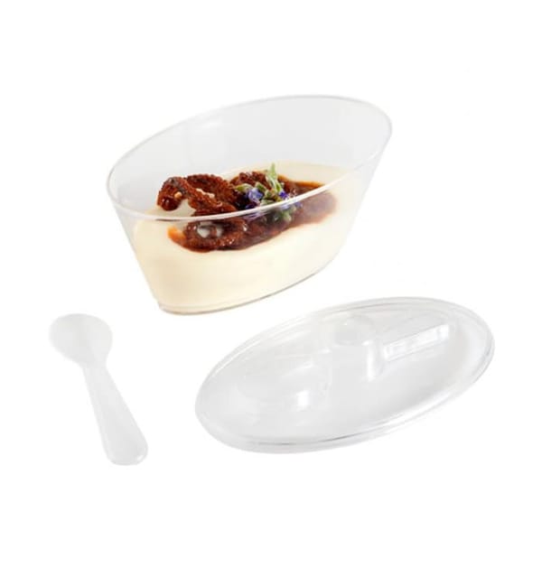Bol de Plastico Ovalado con Tapa y Cuchara 10,1x6,1x6cm Bol de Plastico Ovalado con Tapa y Cuchara 10,1x6,1x6cm
